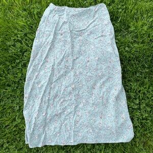 Brandy Melville green floral midi skirt